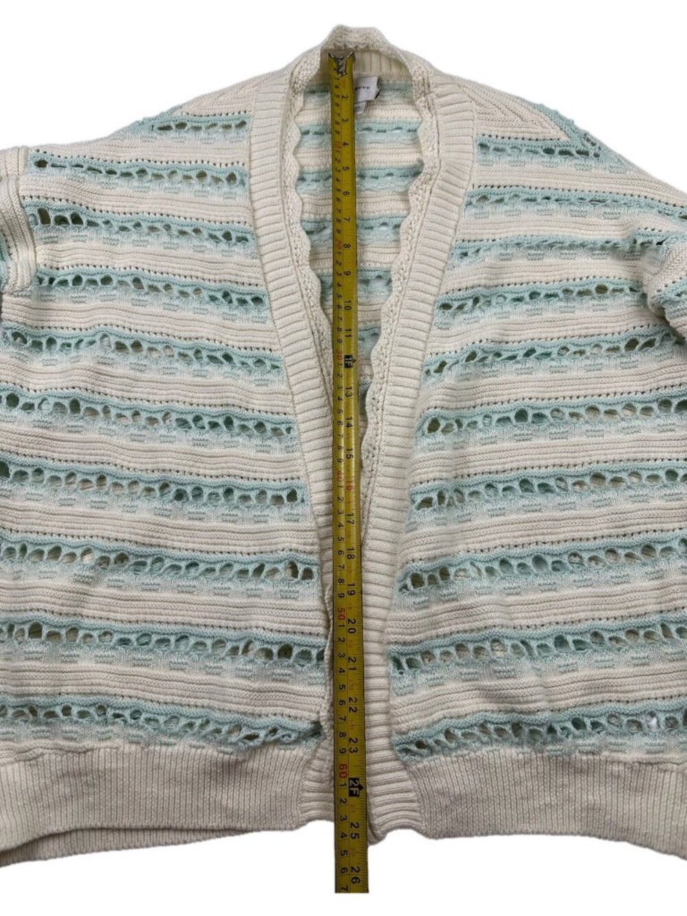 Maeve Open Front Cocoon Cardigan Sweater Knit Blue White Small Oversized - Picture 11 of 11